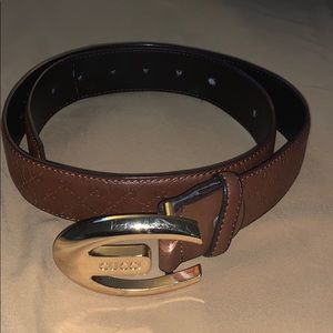 Gucci brown/gold GG belt 85-34 fits size 6-8